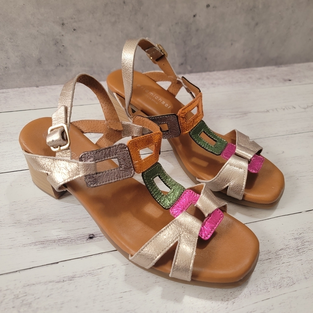 Eric Michael, Nolita, Metallic Multi-Color Sandals, Euro Size 40 (81/2-9)